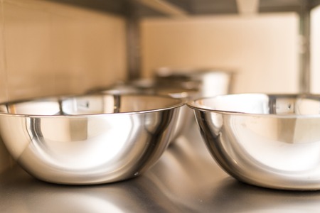 Stainless steel bowls. Kitchen product. Food accessory.の写真素材