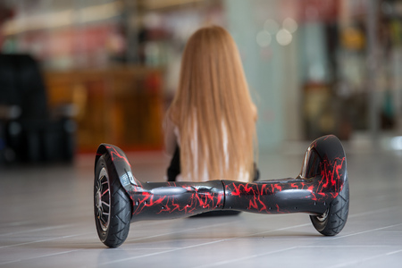 Happy and smiling girl  at trading mall.の写真素材