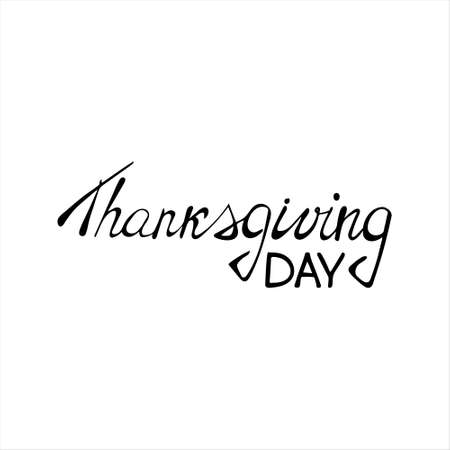 thanksgiving day lettering in black isolatedのイラスト素材