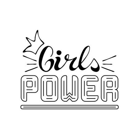 Girls power vector text. Woman slogan. Hand drawn lettering.のイラスト素材