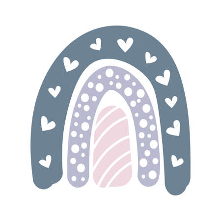 Abstract rainbow doodle Nordic style decor on white backgroundのイラスト素材