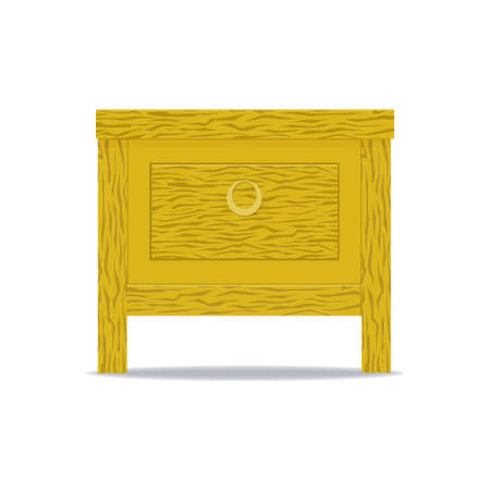Nightstand with drawer and decor. Vector isolated on white background. Bedroom furniture.のイラスト素材