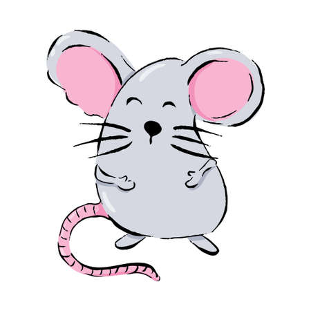 Cute mouse cartoon, vector illustration isolated on white backgroundのイラスト素材