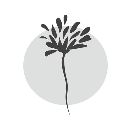 Flower silhouette on colorful round background. isolated vectorのイラスト素材