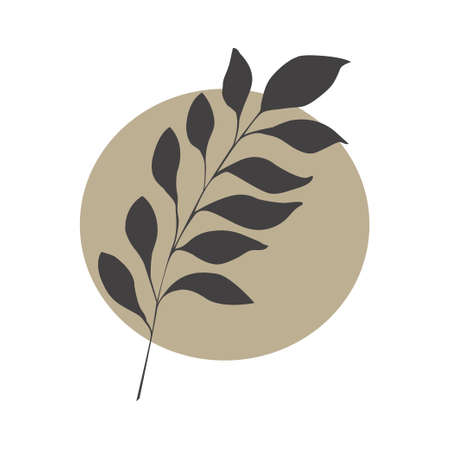 Flower silhouette on colorful round background. isolated vectorのイラスト素材