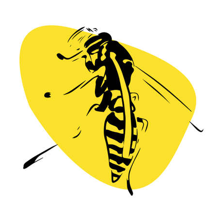 Wasp illustration black yellow isolated on white backgroundのイラスト素材