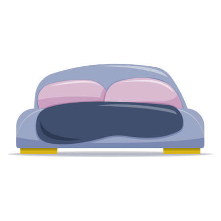Bed with pillows and mattress vector illlustration isolated on white backgroundのイラスト素材