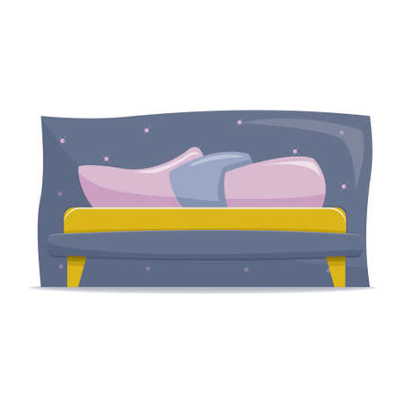 Bed with pillows and mattress vector illlustration isolated on white backgroundのイラスト素材