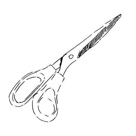 Scissors hand drawn skecth. Isolated on white background.のイラスト素材