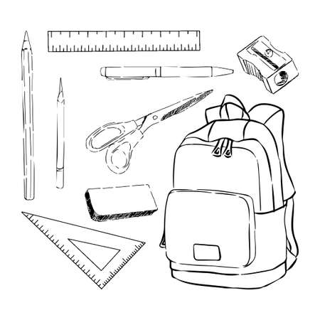 School supplies set isolated on white background.のイラスト素材