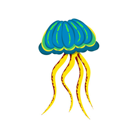 Jellyfish cartoon illustration. Isolated on white background.のイラスト素材