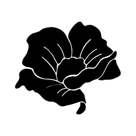 Poppy hand drawn illustration. Silhouette. Isolated on white background.のイラスト素材