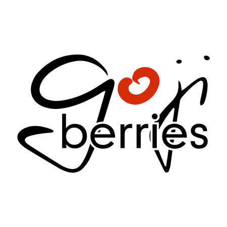 Goji berries lettering. Colorful illustration. isolated vector.のイラスト素材