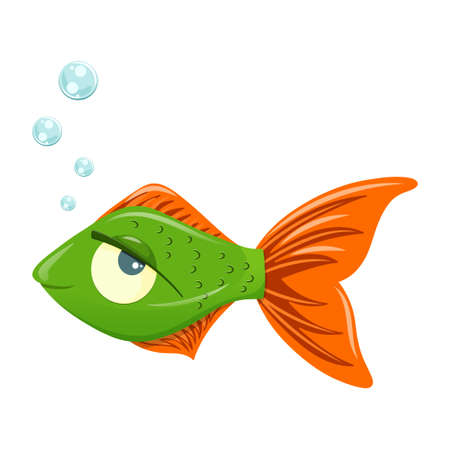 Cute cartoon fish illustration. Isolated on white background.のイラスト素材