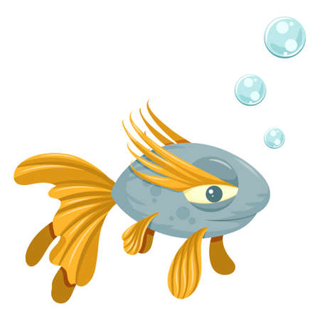 Cute cartoon fish illustration. Isolated on white background.のイラスト素材
