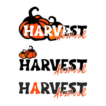 Harvest festival lettering set. Isolated on white bachground.のイラスト素材