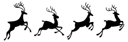 Deer silhouette set. Isolated on white background.のイラスト素材