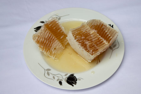 Pure Honey in the Plate. Original Organic Natural honey