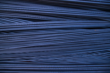 Close-up of blue steel wire for construction and industrial background. Selective focus.