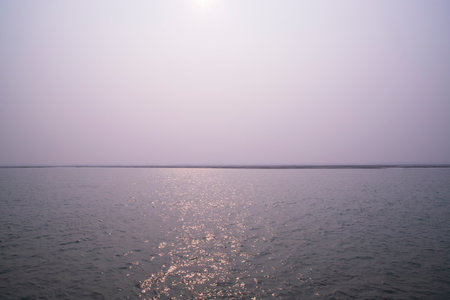 Padma River Bluewater and sand island with blue sky  beautiful  landscape viewの写真素材