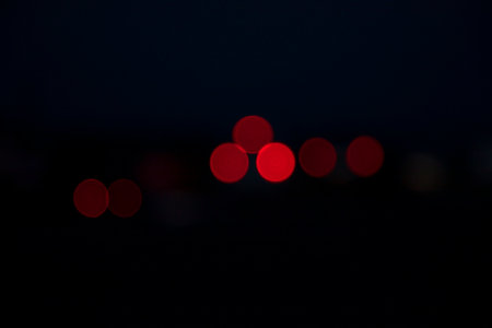 Night city street traffic abstract blurry bokeh lights backgroundの写真素材