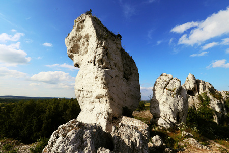 beautiful limestone rock against the blue skyの写真素材