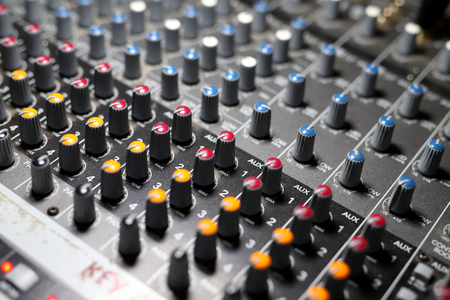 audio mixing consoleの写真素材
