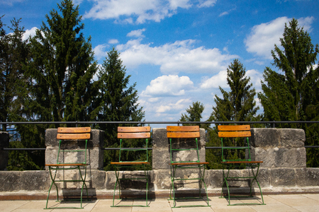 Vald?tejn Castle, chairs for visitorsのeditorial素材