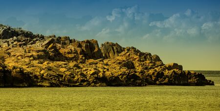 unique rocks in coast of sea, Gudhjem