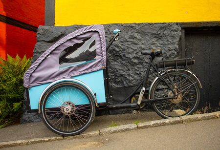 bicycle on the street on Bornholm Island, rickshaw