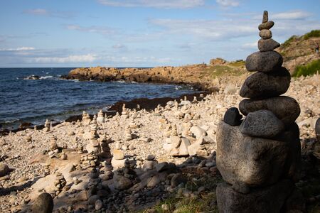 coast of sea, unique rocky coast on the island of Bornholm, Steint?rmchenstrand