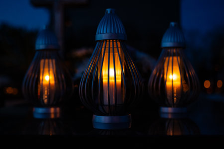 Decorative lanterns in the shape of a heart on a dark background