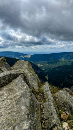 Mountain landscape. View from the top of the ÅnieÅ¼ka mountain in Polandの写真素材