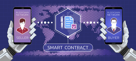 Smart Contract. Illustration on the subject of 'Financial / Business Technologies'.のイラスト素材