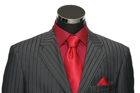 Showcase Fashionable Mannequin. Headless mannequin dressed in striped suit, isolated on white background. Horizontal version.の写真素材