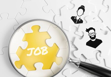 Search for an Employee. 3D rendering graphics on the subject of Employment & Laborの写真素材