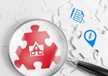 Searching For Housing. 3D rendering graphics on the subject of 'Housing Selection'.の写真素材
