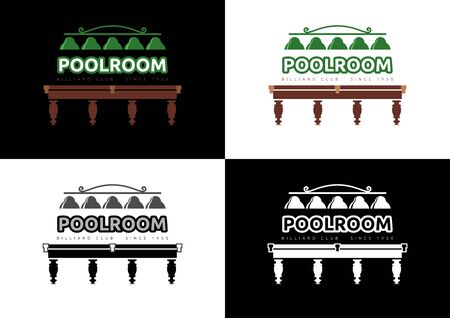 Poolroom - Billiard Club  Design. Different versions of graphic  in vector format on the subject of Billiards / Entertainment.のイラスト素材