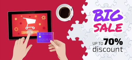 Big Sale Design. Graphic template on the theme of Internet Trading or E-Commerce.のイラスト素材