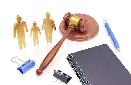 Family Divorce Proceedings. 3D-rendering graphics on the theme of a Functioning of the Justice System.の写真素材
