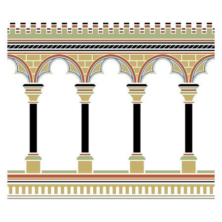 Arcade drawn in medieval style. Seamless horizontally のイラスト素材