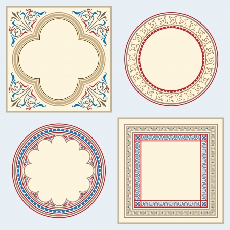 Set of frames in medieval heraldic styleのイラスト素材