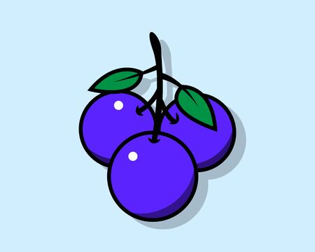 vector illustration blueberry fruit icon flat design colorful.のイラスト素材