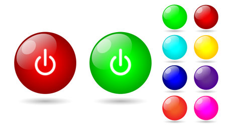web icon push-button power. glossy styleのイラスト素材