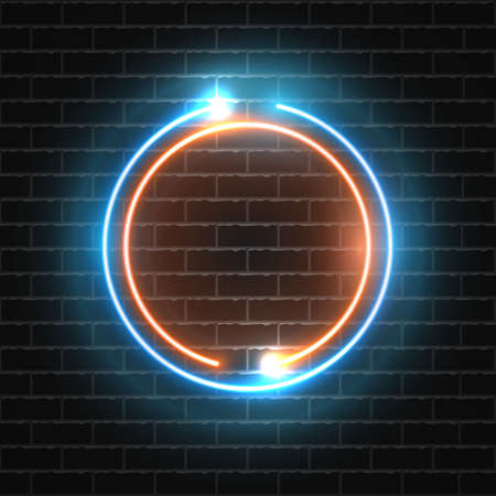 Futuristic Neon frame border. Purple neon glowing backgroundのイラスト素材