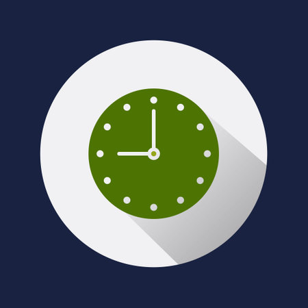 green clock icon with shadow. vector illustrationのイラスト素材