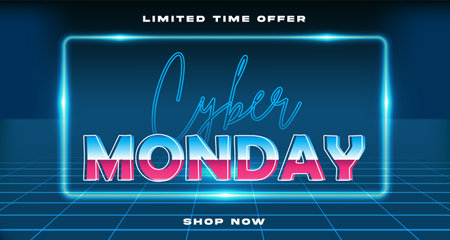 Cyber monday sale banner. retro style effectのイラスト素材