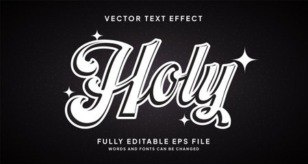 Editable White text effect with black backgroundのイラスト素材