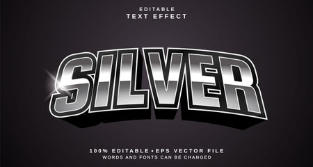 Editable text style effect - Silver text style theme.のイラスト素材