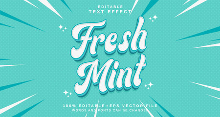 Editable text style effect - Fresh Mint text style theme. for your projectのイラスト素材